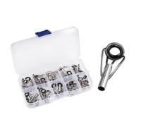 Kalokairi Kit de 80 anillos guía para caña de pescar con guías de línea superior para reparación de caña, metal plateado para puntas de repuesto, 12,5 x 6,5 x 2,2 cm