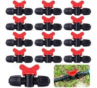 Kalolary - 20 Piezas Válvula Interruptor Riego Por Goteo Tubo Riego PE 16 mm, Válvulas Conexión Bloqueo Púas, Conectores Manguera, Válvula Púas Jardín, Regular y Cerrar/Encender El Flujo Agua