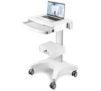 Kalolary Carrito médico, estación de trabajo médica para laptop, con bandeja para laptop y soporte para escáner oral, carrito móvil de clínica dental con ruedas con cajón, laboratorio rodante para