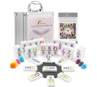 Kalolary Doble 12 Juego Dominó Tren Mexicano 91 Tiles Number Dominoes Games una Caja Aluminio con 9 Trains Instruction Book Score Pads Octagon Shape Hub Family Party Juego Mesa (Estilo Números)