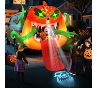 Kalolary Inflable Decoración de Halloween Decoración Inflable con Luces Led de Fiesta de Halloween Decoración de Patio jardín (5FT, Fantasma Calabaza Aterrador)