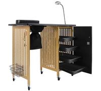 Kalolary Mesa de manicura Profesional Salón Estación de uñas móvil con colector de Polvo de uñas, 4 cajones, reposapiés de muñeca, Manicura de Belleza Estación de salón de SPA (Oro Negro)