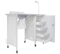 Kalolary Mesa de manicura Profesional Salón Estación de uñas móvil con colector de Polvo de uñas, 4 cajones, reposapiés de muñeca, Manicura de Belleza Estación de salón de SPA (Blanco)