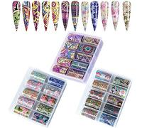 Kalolary Nail Art Foil, 30 Rollos Pegatinas Uñas Decorativas Nail Art Transfer Foil Nail Stickers Láminas para Manicuras Diseños DIY Uñas