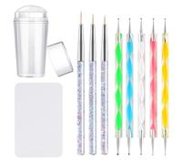 Kalolary Nail Art Stamper con Raspadores, Silicone Heads Nail Stamping para Herramientas French Smile Line, 5 Detalles de Doble Extremo 3 Pincel Fino para Decoración de Uñas