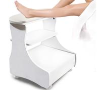 Kalolary Pedicure reposente, reposapiés de manicura con Ruedas PU Cuero para el hogar Belleza de la Belleza del reposapiés del pie de pie para Usar el salón del hogar (Blanco)