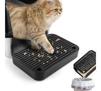 Kalolary Rampa para gatos con función de filtro, fácil de limpiar, bandeja de arena para gatos, escalón de arena para gatos, gatos pequeños y mayores (negro)