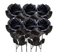 Kalolary Rosa Artificial, 6 Piezas de Flores de Seda en Flor, Flores Falsas, Hermosas Flores de imitación realistas para Bricolaje, Ramos de Boda, decoración del hogar (Negro)