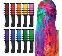 Kalolary Tizas Para el Pelo, Hair Chalk Peine de tiza para el pelo, temporal, no tóxico, para niños, ideal para Navidad, cumpleaños, fiestas, regalos para niñas y niños (10 Colores, 3.9in)