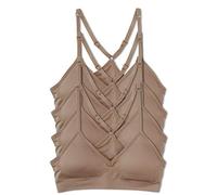 Kalon, Bralette deportivo sin costuras ni aros, con espalda cruzada, para mujer, paquete de 4 unidades, X-Small