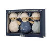 KALOO - Doux Sommeil - 3 Doudous Chupeteros - 3 Dudús Pequeños Ovejas - Sujetachupetes de Bebé - 15 cm - Azul y Blanco - Desde el Nacimiento, K221001