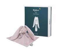 KALOO - Lapinoo - Dudú Conejo Rosa - Peluche Bebé - Cuadrado 30 x 30 cm - Viscosa y Pana Muy Suave - Caja de Regalo - Desde el Nacimiento, K218002