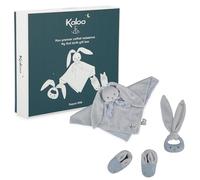 KALOO - Lapinoo - Estuche de Nacimiento - Color Azul - 3 Accesorios Bebé - Dudú + Anillo Mordedor Bebé + Patucos 11 cm - Desde el Nacimiento, K218019