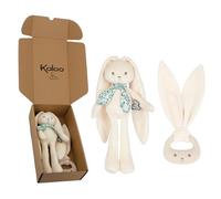 Kaloo, Lapinoo, Set de Regalo para Recién Nacido Conejo Crema, 2 Piezas | Doudou Peluche Articulado Conejo y Mordedor en Silicona Crema, 2 Piezas Combinadas, Desde el Nacimiento, Doudou para Bebé