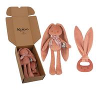 Kaloo, Lapinoo, Set de Regalo para Recién Nacido Conejo Terracota, 2 Piezas | Doudou Peluche Articulado Conejo y Mordedor en Silicona Terracota, 2 Piezas Combinadas, Desde el Nacimiento, Doudou para Bebé