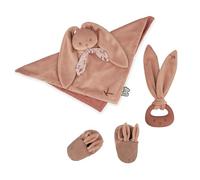 Kaloo, Lapinoo, Set de Regalo para Recién Nacido Conejo Terracota, 3 Piezas | Desde el Nacimiento, Doudou, Mordedor de Silicona y Patucos de 0-6 Meses, Pana, Caja de Regalo, Doudou para Bebé