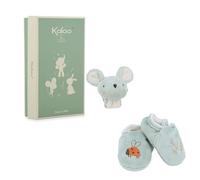 Kaloo, Petites Chansons, Set de Pulsera y Patucos Sonoros Ratón | Desde el Nacimiento, Pulsera de 3-9 Meses y Patucos con Cascabeles, Microterciopelo, Pana, Caja de Regalo