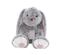 Kaloo, Rouge Kaloo, Peluche Bebé Conejo Léo Gris Prestigio 55 cm, 0+ Meses | Tamaño Extragrande y Pelo Sedoso para Dulces Abrazos, Etiqueta Personalizable para un Mensaje de Amor, Peluche para Abrazar