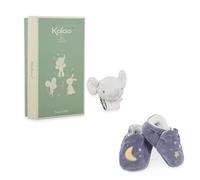 KALOO Set de Pulsera y Patucos Elefante Pulsera y Patucos con cascabeles Regalo de Nacimiento Refinado Estimula el Desarrollo precoz y la motricidad Caja de Regalo Personalizada K210010