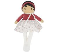 Kaloo - Tendresse - Mi primera muñeca de tela Emilie - Muñeca de trapo de 80 cm - Falda de microterciopelo y chaleco rojo - Cinta personalizable - Desde el nacimiento, K200023