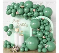 KALOR Globos de látex de color verde frijol, 135 piezas de diferentes tamaños, 36, 18, 12, 10, 5 pulgadas, kit de arco mate, guirnalda para cumpleaños, graduación, baby shower, aniversario, boda