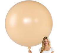 KALOR Globos gigantes beige de látex grandes de 36 pulgadas, paquete de 4 globos redondos de helio para cumpleaños, despedida de soltera, boda, baby shower, decoración de fiesta