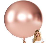 KALOR Globos gigantes metálicos de oro rosa de 36 pulgadas, globos de látex grandes, paquete de 4 globos redondos de helio para cumpleaños, despedida de soltera, boda, baby shower, decoración de