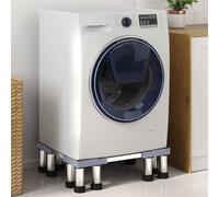 Kaloriko Base para lavadora gris, acero inoxidable, 67 x 67 x 21,5 cm, extensible, soporta hasta 300 kg, para lavadora y secadora en lavandería, baño, sótano, antideslizante, con montaje
