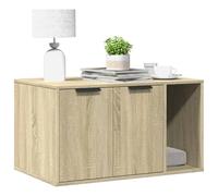 Kaloriko Caja de arena para gatos Sonoma roble 80 x 50 x 45 cm con dos entradas, mueble multifuncional para gatos como casa de gatos y almacenamiento, elegante y estable, para interior y cuidado de
