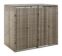 Kaloriko Caja para cubos de basura para 2 toneladas, color gris, de ratán de polietileno y acero pulverizado, 140 x 80 x 117 cm, con puerta con cerradura, resistente a la intemperie, estable para