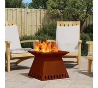 Kaloriko Chimenea marrón de acero resistente a la intemperie, 48 x 48 x 40 cm, cuadrada, resistente a la intemperie, para jardín, terraza, balcón, hoguera moderna para calidez y decoración elegante en