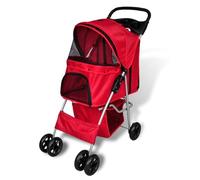 Kaloriko Cochecito de perro rojo plegable con red, capota para lluvia y ventilación, carrito ligero para paseos, al aire libre, viajes, transporte, trotar y veterinario, ideal para cachorros, personas