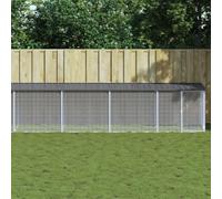 Kaloriko Jaula para pollos con techo antracita de acero galvanizado 1003 x 98 x 90 cm, jaula modular para animales pequeños con rejilla, techo protector para jardín y exterior