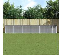 Kaloriko Jaula para pollos con techo de color antracita, acero galvanizado, 603 x 98 x 90 cm, incluye 1 jaula, 5 jaulas de expansión, parque modular con techo protector para animales pequeños como