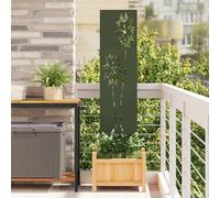 Kaloriko Lona de privacidad para jardín verde oliva de acero lacado mate, 32 x 140 cm, con marquetería decorativa para terraza y exterior, espacio privado, ambiente acogedor