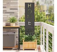 Kaloriko Lona de protección visual para jardín de acero lacado mate con incrustaciones decorativas, color negro, 32 x 140 cm, para terraza y jardín para un ambiente privado y protección contra el