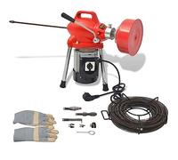 Kaloriko Máquina de limpieza de tuberías de 250 W, 12,5 m x 16 mm, 4,5 m x 9,5 mm, juego de espirales y cabezales de perforación, desatascador para el hogar, cocina, baño, limpieza mecánica