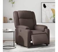 Kaloriko Sillón de relax eléctrico de piel sintética marrón con marco de metal de madera ajustable con reposapiés y respaldo para salón, oficina, salón, relajación mientras ves la televisión y lees