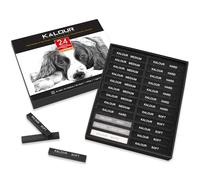 KALOUR 24 Pro - Juego de dibujo de carbón, suave, medio, duro y blanco, palos de carbón para dibujar, bocetos, sombreado, suministros de arte, regalo para artistas, principiantes y adultos