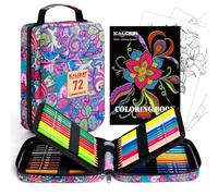 KALOUR 72 Lápices de colores de para libros de colorear para adultos, estuche con ranura para cremallera, con sacapuntas, núcleo suave