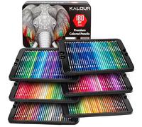 KALOUR Juego de 180 lápices de colores para artistas adultos, núcleo suave de pigmento rico, 12 lápices metálicos, ideal para colorear, dibujar, bocetos, mezclar sombreado, colores vibrantes