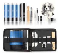 KALOUR - Juego de 33 Lápices de Dibujo Profesional para Artistas y Principiantes, Carbón, Boceto, Goma de Borrar, Palo de Carbón - Kit de Arte y Suministros