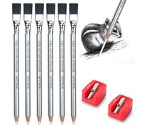 KALOUR Juego de 6 lápices borradores con pincel y 2 sacapuntas, ideal para dibujar y corregir dibujos