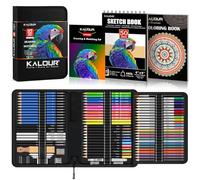 KALOUR PDAS Juego de Dibujo de 112 Piezas Kit de Bocetos, Suministros de Arte Profesional con Cuaderno de Bocetos de 3 Colores y Libro para Colorear, Neón, Coloreados, Acuarela, Metálico, Grafito