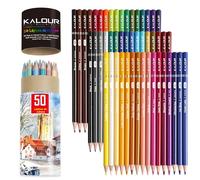 KALOUR - Set de 50 Lápices de Colores Premium, Núcleo Suave con Colores Vibrantes, Ideales para Capas, Mezcla, Sombreado, para Adultos y Principiantes