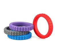 Kalovin Paquete de 4 pulseras masticables de silicona para niños, pulsera de dentición de silicona con ayuda motora oral para masticadores agresivos con autismo, TDAH, trastorno de ansiedad social o n