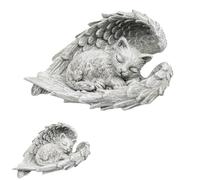 Kalsey Figura Conmemorativa De Ángel y Gato, Piedra Conmemorativa para Mascotas, Estatua Conmemorativa De Gatos De Resina, Decoración para Tumba De Gato, para Terraza, Balcón, Jardín, 12 Cm
