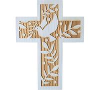 Kaltner Präsente - Crucifijo de madera de abeto con paloma de 24 cm, para la pared, ideal como regalo, diseño moderno fabricado en Val Gardena en el Tirol del Sur