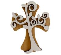 Kaltner Präsente Idea de regalo - Crucifijo de madera auténtica de 18 cm con árbol de la vida para la pared moderna fabricada en el valle de los Valle del Sur