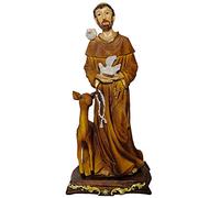 Kaltner Präsente Idea de Regalo - Figura de Santo Francisco Francisco de Asís Santo Patrón - Figura Pintada a Mano sobre Pedestal - de Resina fundida - Decoración